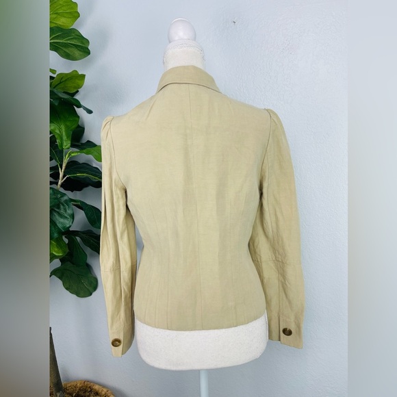 INC International a concept Y2K Light Tan Linen Silk Blend Blazer Button Jacket - Picture 7 of 7